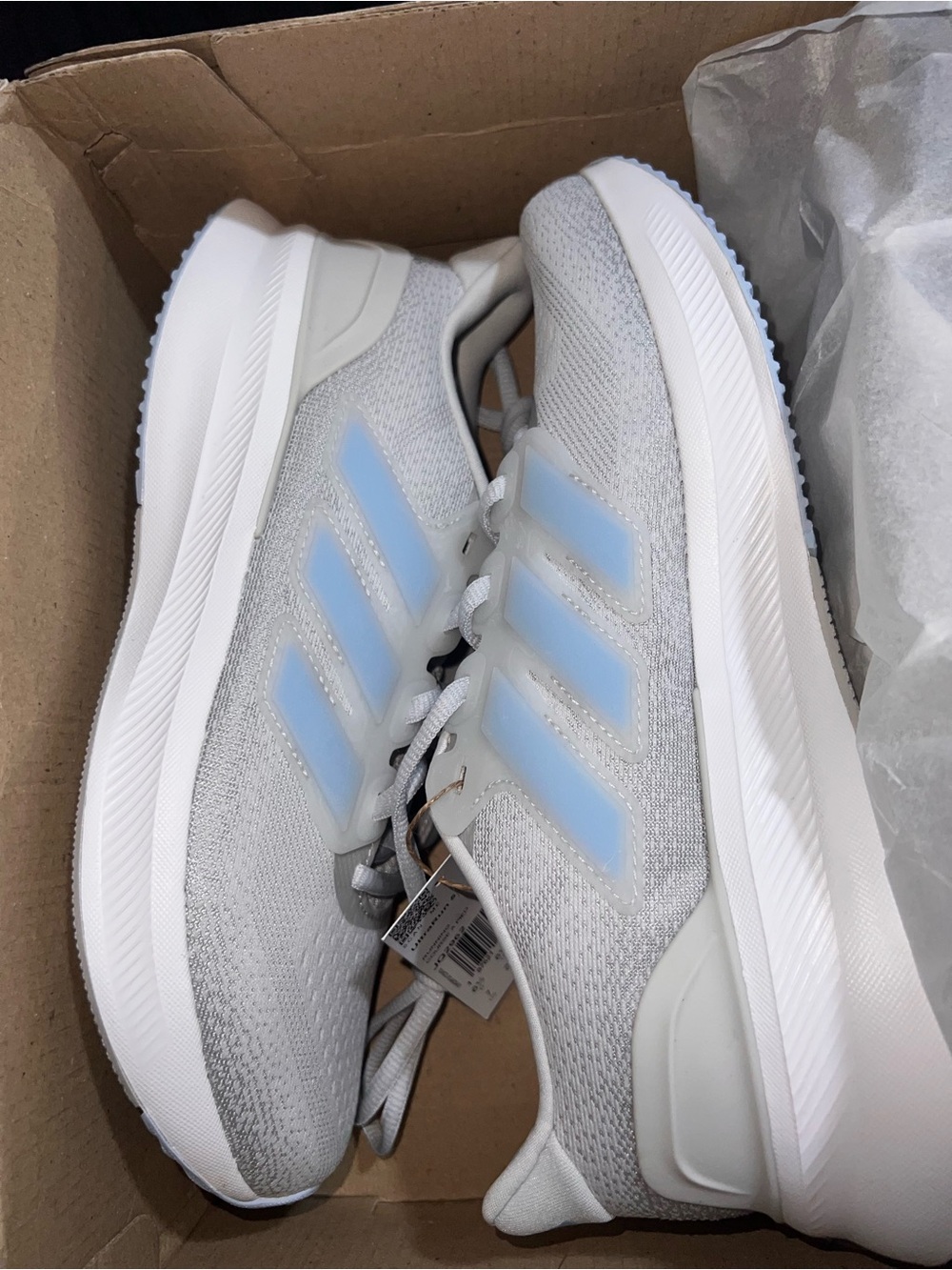 adidas Light Gray and Pale Blue Mesh Running Shoes